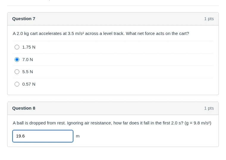A quiz with the answer pasted into the answer box